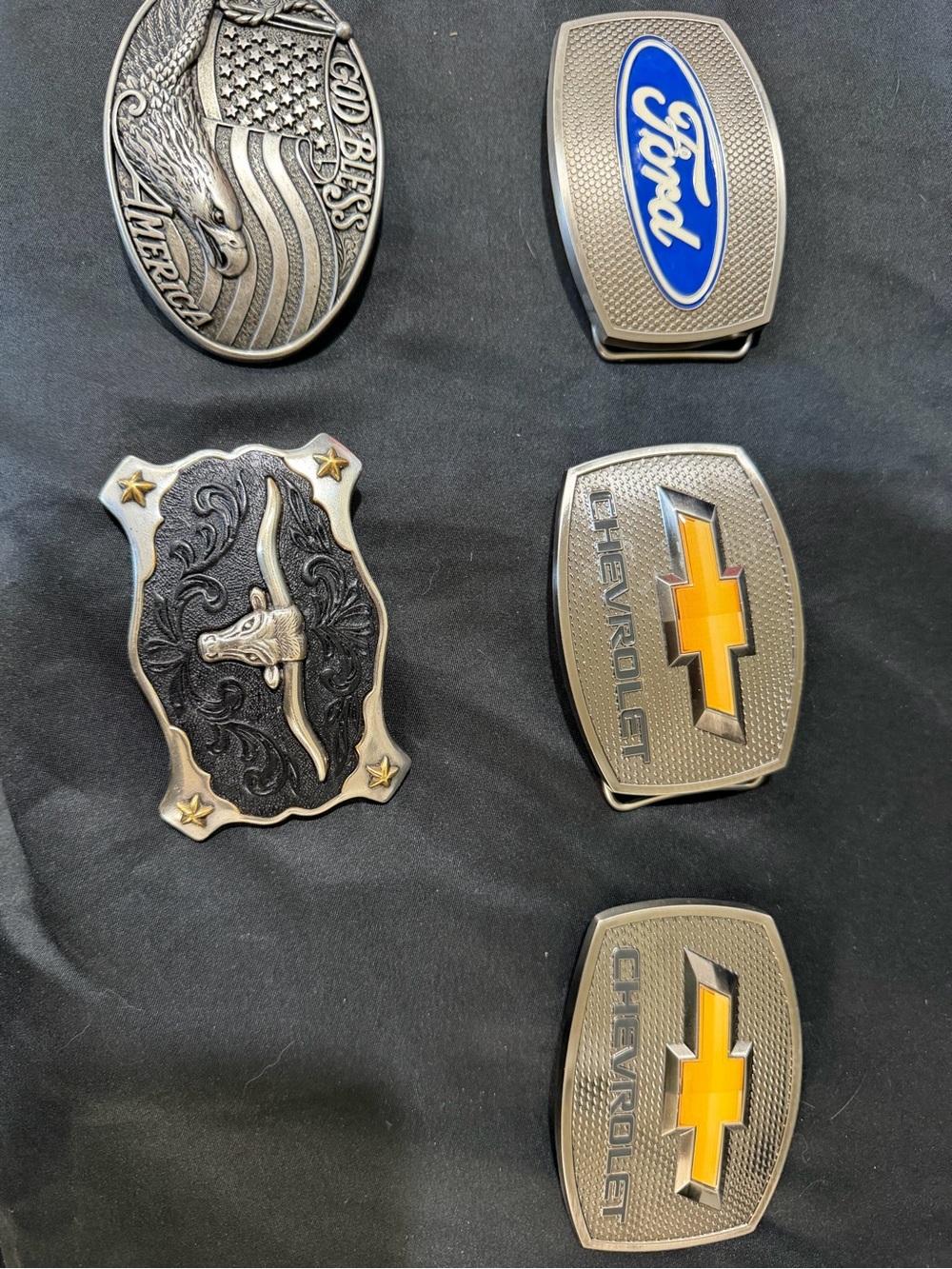 Lot of 5 Ford Chevy Western Belt Buckles